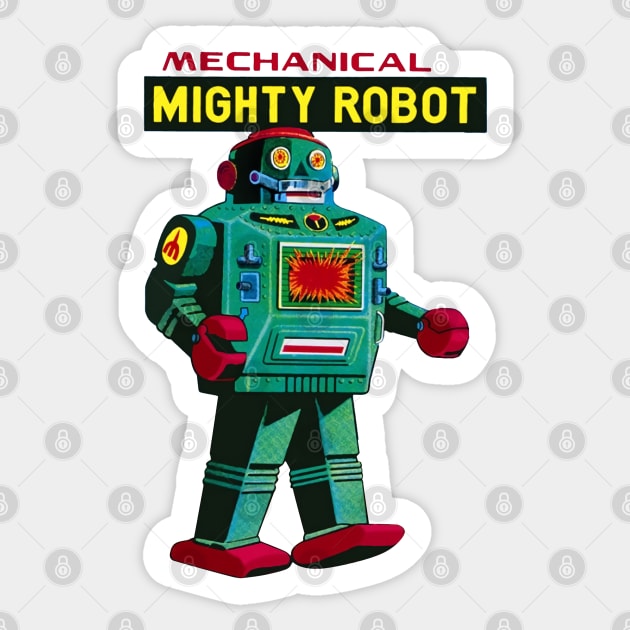 Vintage Mechanical Mighty Robot Sticker by hansip88